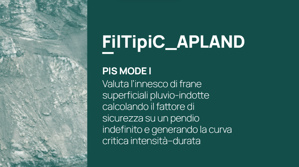 PIS MODE I — Valutazione innesco frane e curva critica